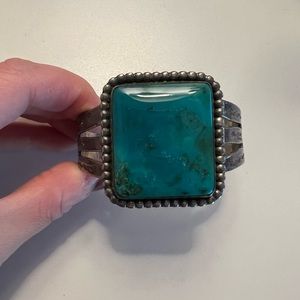 Turquoise and sterling silver cuff- very large stone